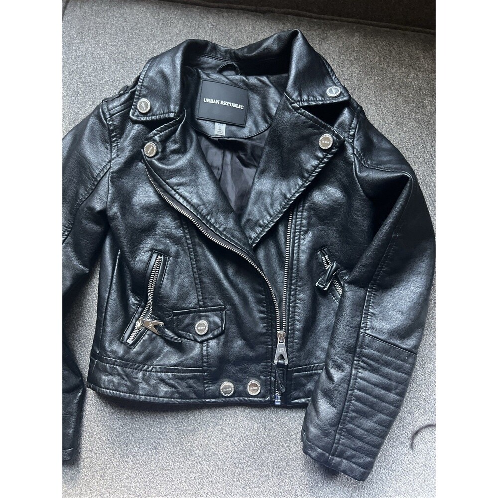Girl’s Faux Leather Jacket Size 6X/L Zipper Closure With Pockets - Picture 11 of 11